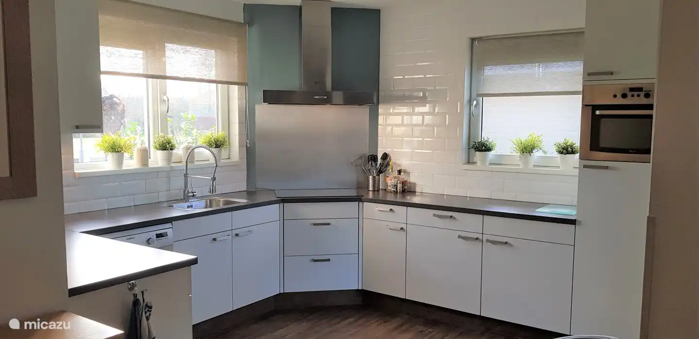 Küche mit Geschirrspüler, Induktionskochfeld und Kombibackofen - Mikrowelle, Filterkaffeemaschine und Nespresso-Kaffeekapselmaschine