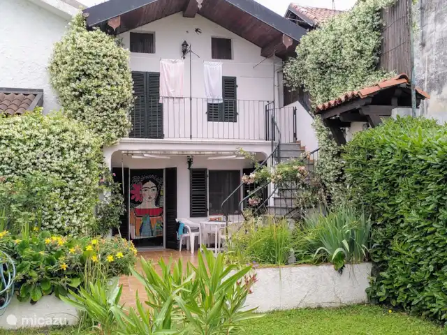 Casa Avventura in Italy, Piedmont, Almese - terraced house The terrace with lush Italian jasmine