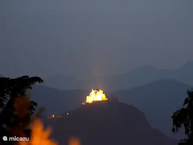 Casa Avventura in Italy, Piedmont, Almese - terraced house Sacra at night