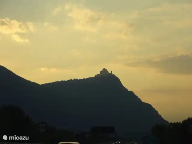 Casa Avventura in Italy, Piedmont, Almese - terraced house setting sun behind the Sacra