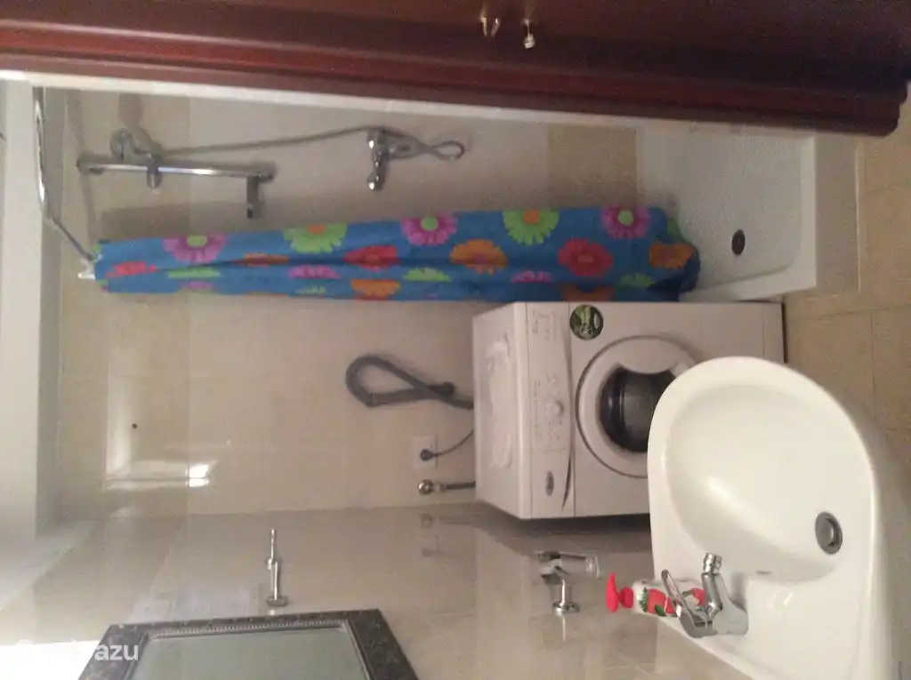 Bathroom downstairs and washing machine.