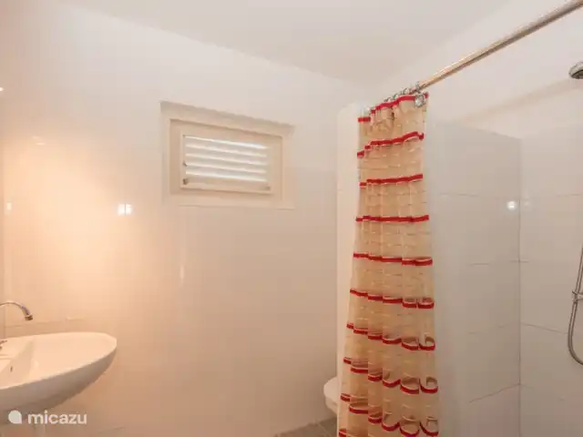 Kavel 15 coral estate rif st.marie huren in Curaçao, Banda Abou (west), Coral Estate, Rif St.Marie - villa Badkamer begane grond met inloopdouche, wastafel en toilet.
