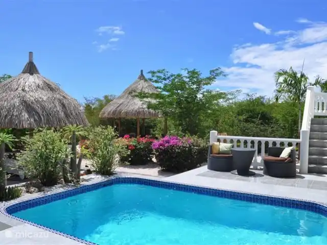 Kavel 15 coral estate rif st.marie huren in Curaçao, Banda Abou (west), Coral Estate, Rif St.Marie - villa Privé zwembad met tuinen, trap en palapa's.