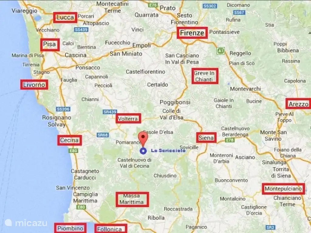 El pueblo está muy céntrico en la Toscana.