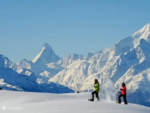 chalet huren in Zwitserland, Wallis, Fiesch – Chalet Valais Uitzicht vanuit Aletsch Arena op de Matterhorn