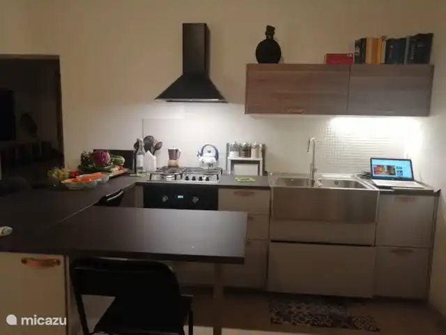 Villa Stella Errans en Italia, Sicilia, Ispica - villa Cocina moderna totalmente equipada en una sala de estar de planta abierta