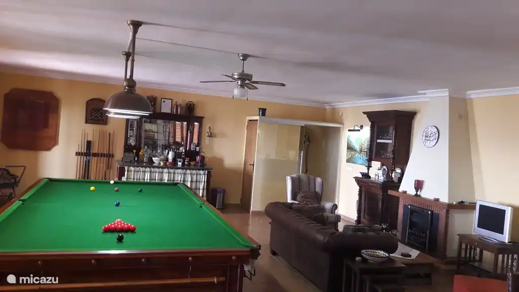 snooker room, library and sitting area