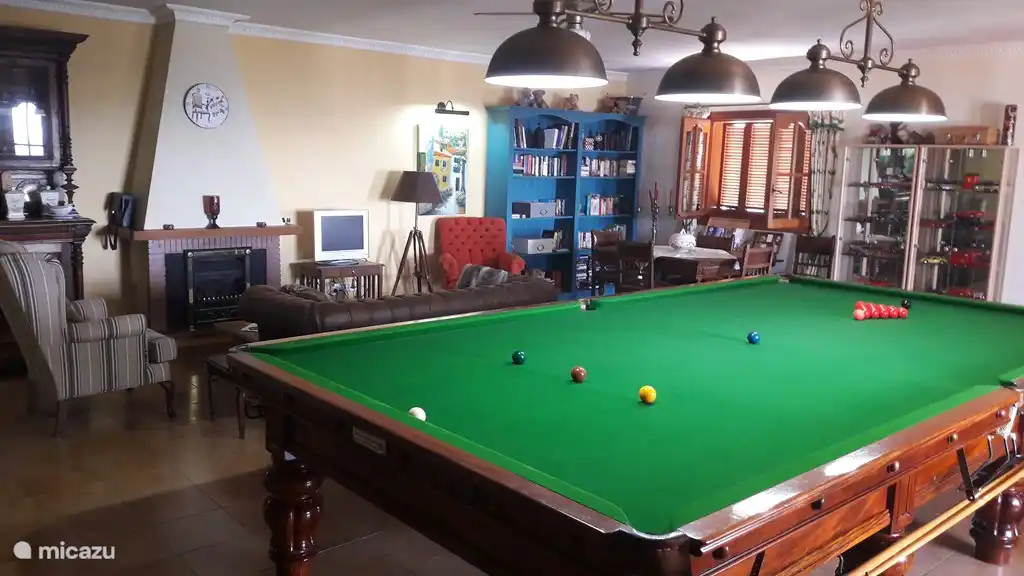 snooker room, library and sitting area