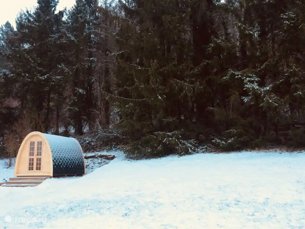 Saunapod Blick auf den Garten