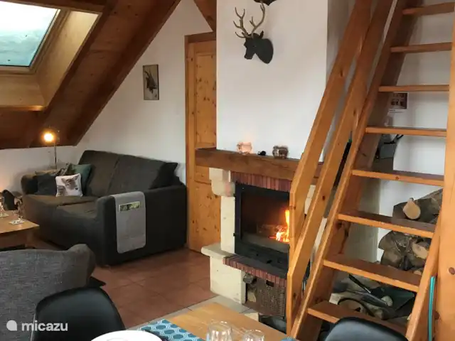 Location de Vacances France, Isère, Oz-en-Oisans, chalet - Chal'Oz 4**** Cheminée confortable au milieu
