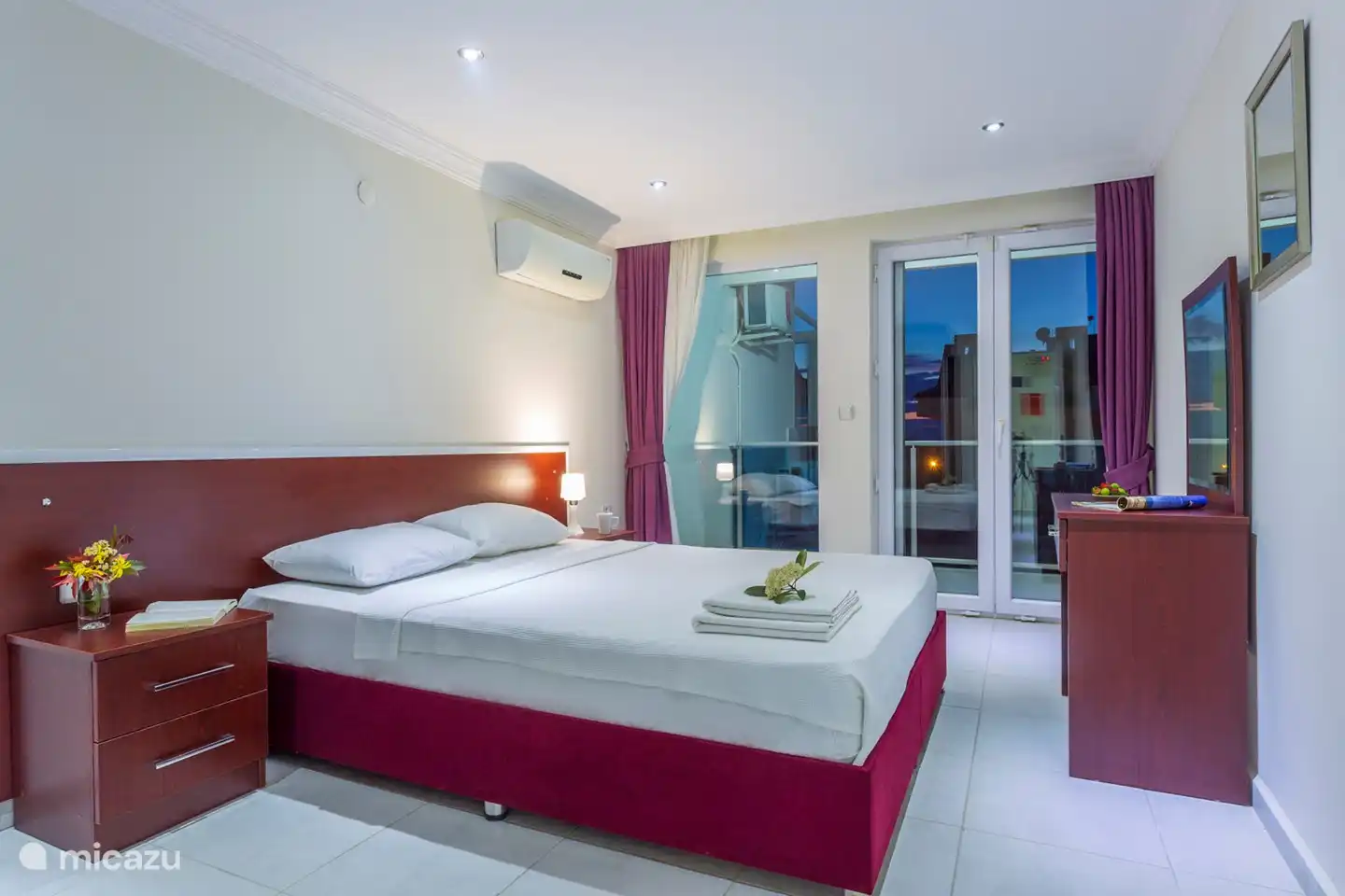 bedroom in the evening