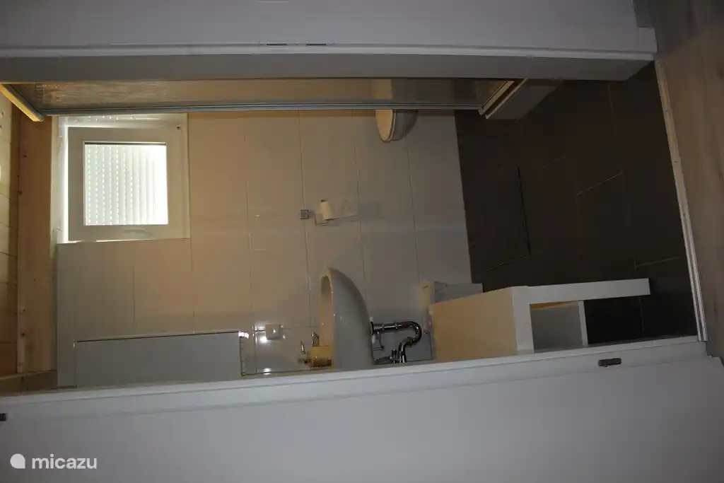 Salle de bain avec douche, toilette et lavabo