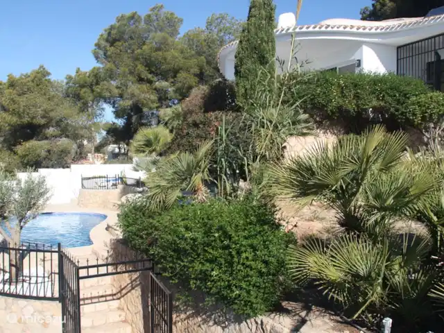 El Xoriguer en España, Costa Blanca, Altea - villa Hermoso jardín con iluminación de jardín.