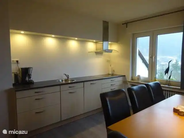 Sal&#243;n cocina con sof&#225; esquinero, lavavajillas, microondas combinado, placa de inducci&#243;n y frigor&#237;fico