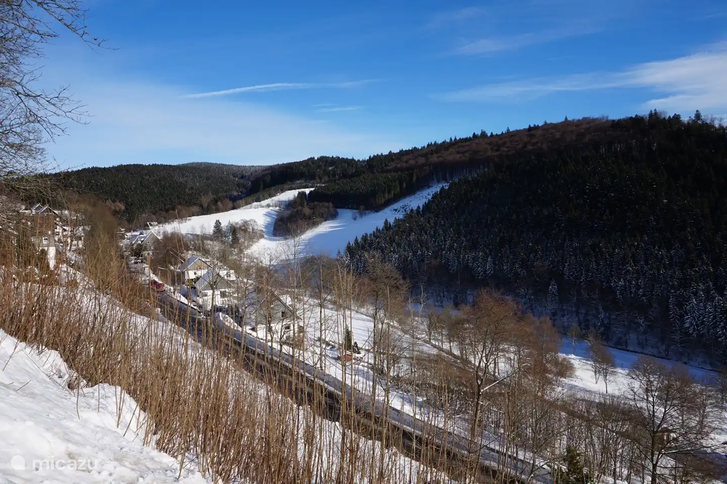 View from balcony of Nordenau ski slopes