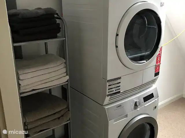 Location de Vacances Pays-Bas, Flevoland, Zeewolde, villa - The Dutch Green View Villa lave-linge et sèche-linge 9kg. Une planche et un fer à repasser sont également disponibles ici