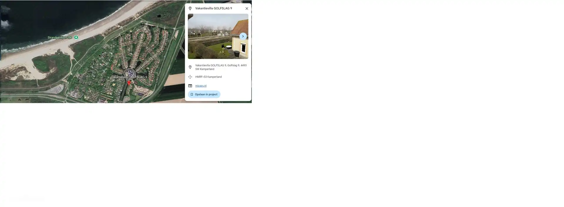 Lage in Bezug auf den Strand von Banjaard