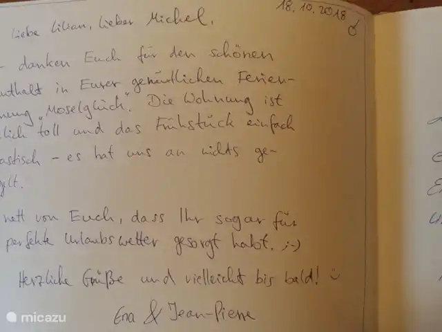 Wandelen, Duitsland, Moezel, Enkirch, appartement Moselglück - appartement Moselsteig Gastenboek