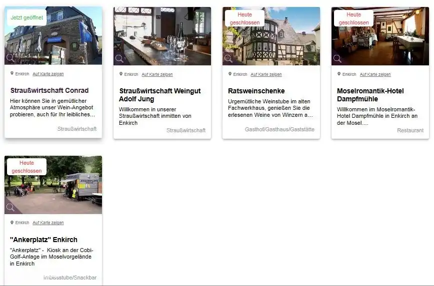 Restaurantes, Strauswirthschafts (Vino y aperitivos) Mini golf y máquina de carne. También hay una máquina de vino y una nevera.