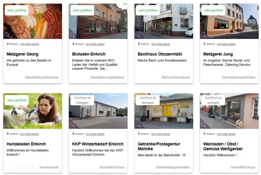 Tiendas en Enkirch (comestibles, carnicería, panadería, Bioladen, etc.)