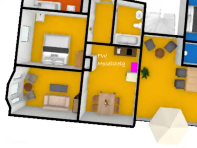 Wandelen, Duitsland, Moezel, Enkirch, appartement Moselglück - appartement Moselsteig Moselsteig plattegrond (geel)
