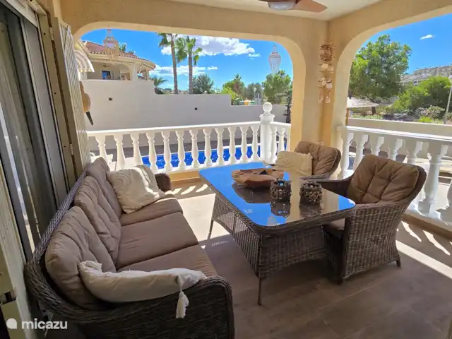 Villa Mi casa - Benijófar huren in Spanje, Costa Blanca, Benijófar - vakantiehuis Terras, waar het heerlijk vertoeven is op elk tijdstip van de dag en een prachtig uitzicht op het zwembad, tuin en aangelegd park..