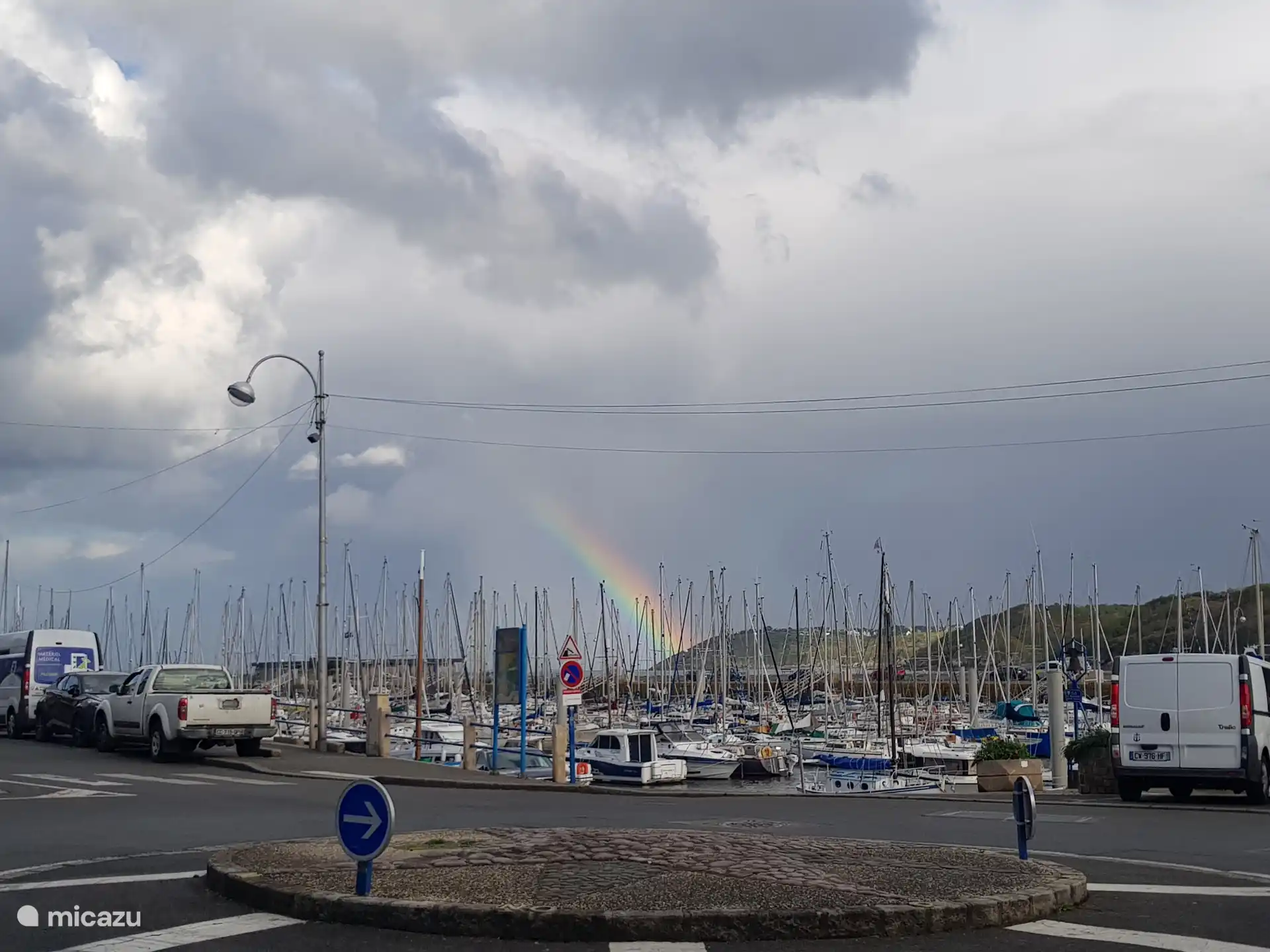 Rainbow over the harbor. Binic is gold!