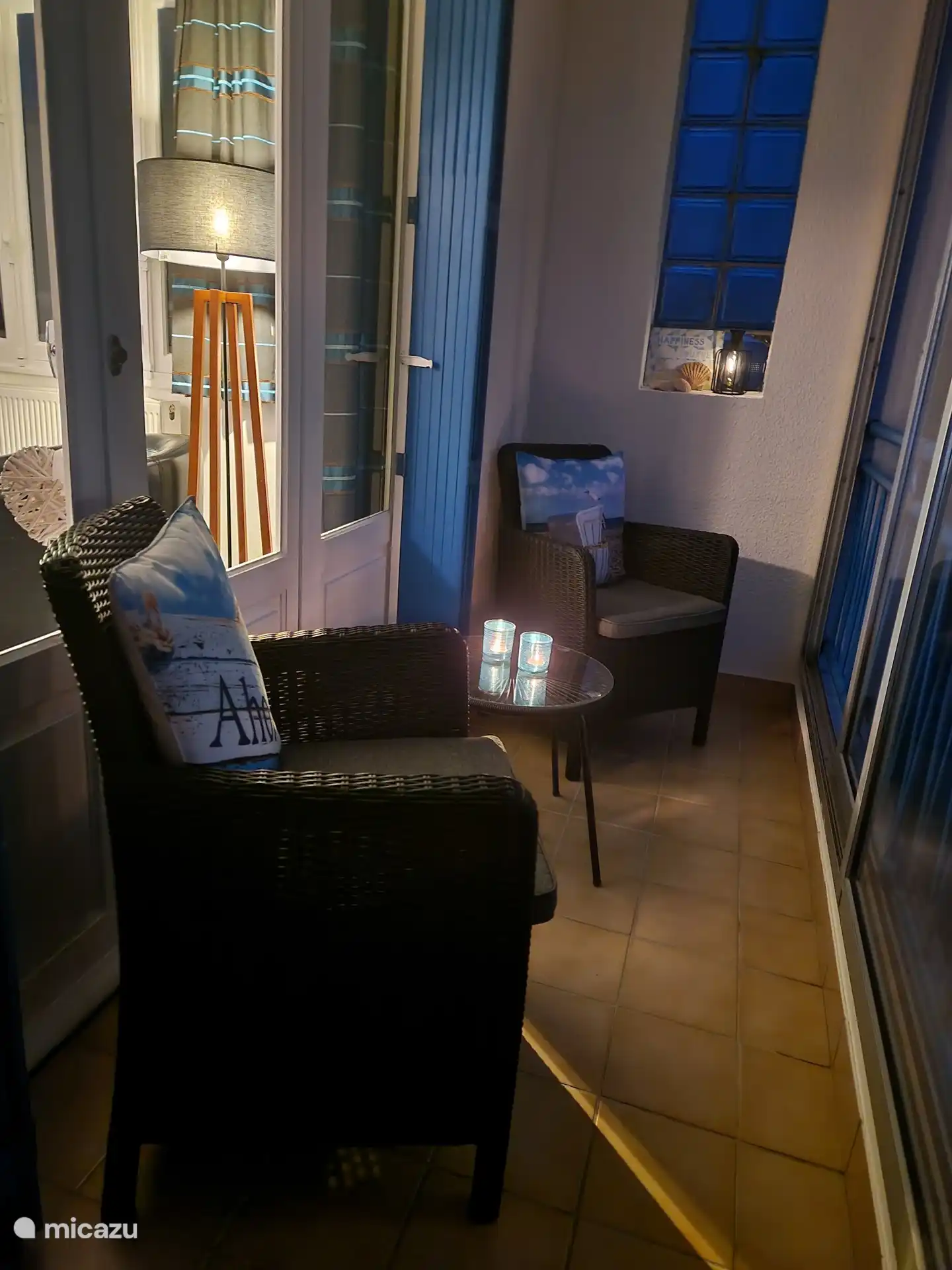 The balcony in the evenings. Beautiful view over the wide skies.