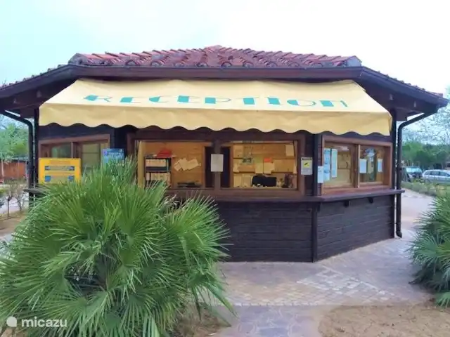 blokhut / lodge huren in Italië, Toscane, Viareggio – Chalet Toscane Italië Receptie van de camping