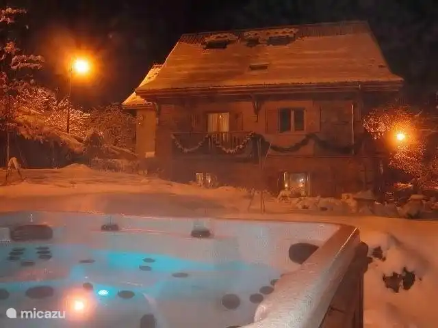 Profitez du jacuzzi entouré d'un paysage enneigé.