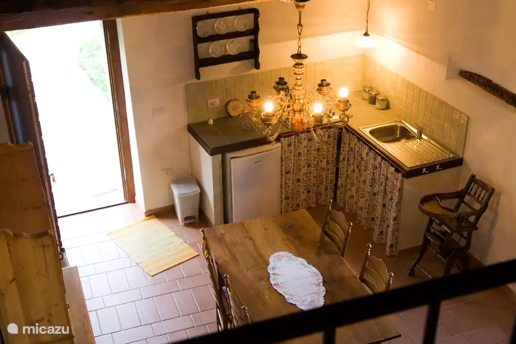 The cooking corner seen from the loft
