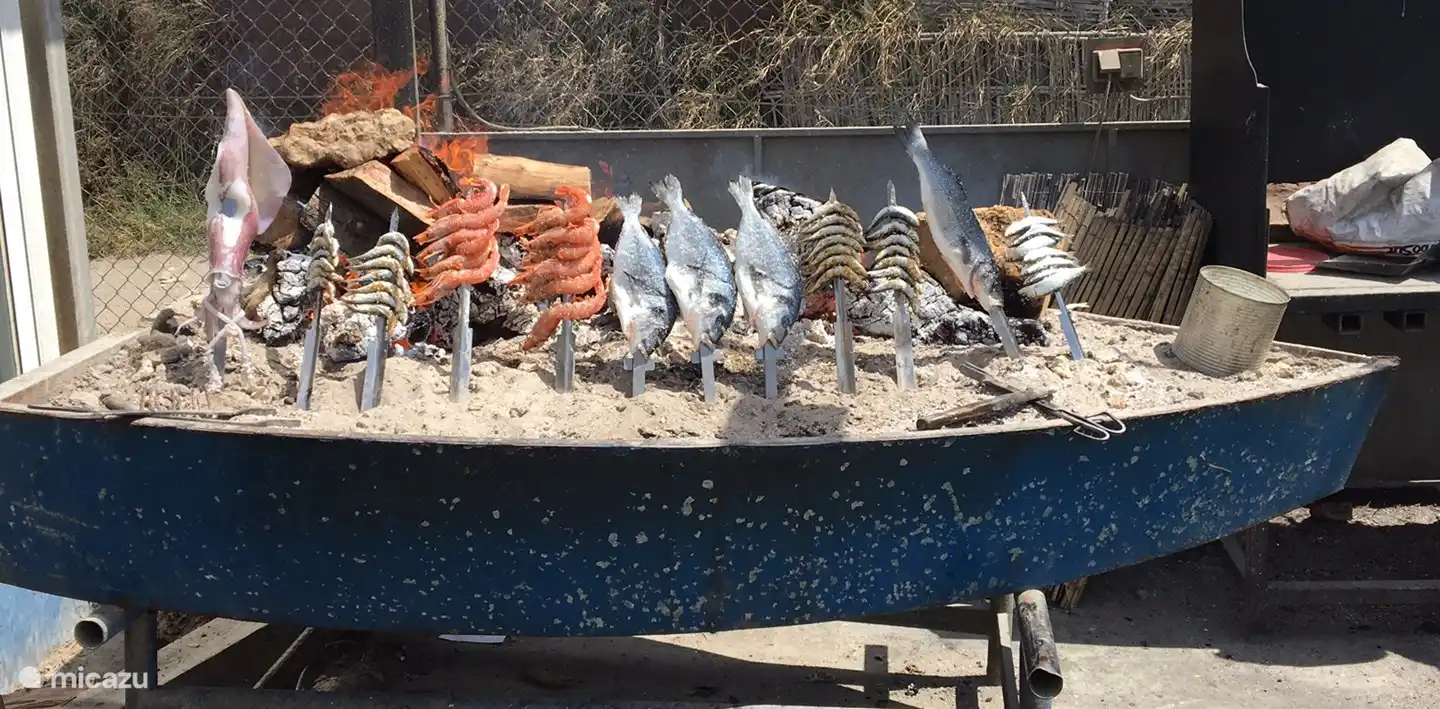 Fisch essen am Strand