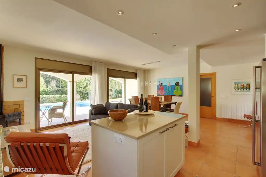 From the kitchen towards the living room and dining area