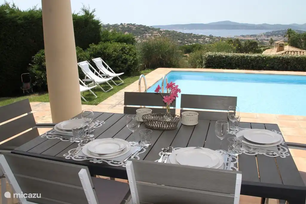 Blick von der überdachten Terrasse