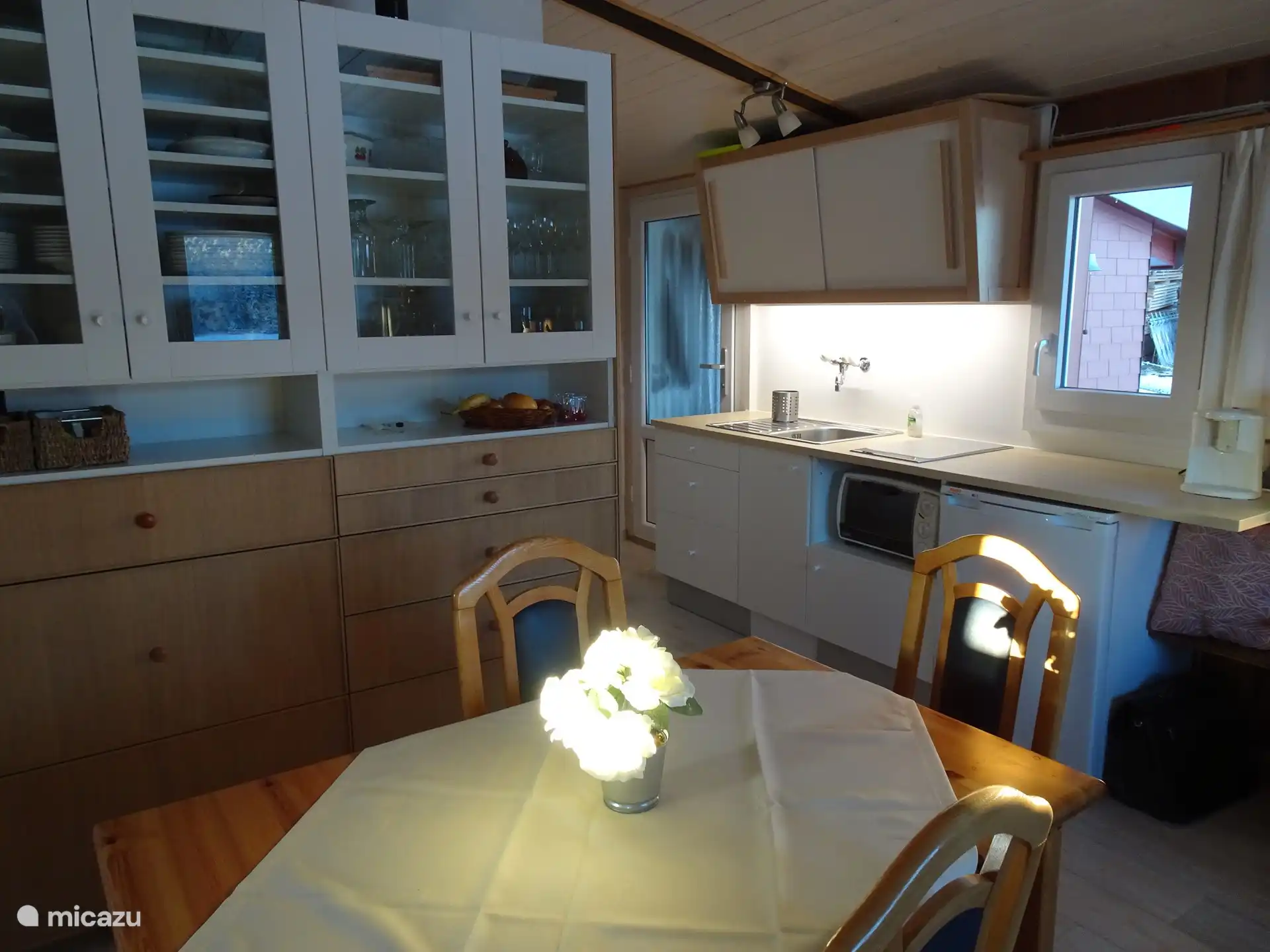 living room with kitchen