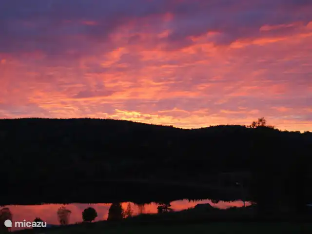 Cabane Luxueuse Avec Sauna et vue | Suède, Jämtland, Gällö - maison de vacances Coucher de soleil depuis le porche
