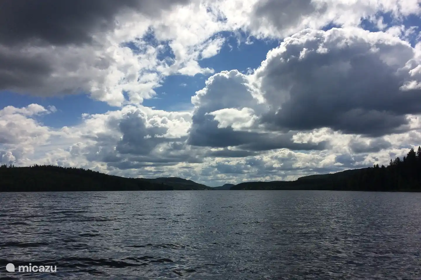 Vista sobre el lago Börjesjön desde el bote de remos