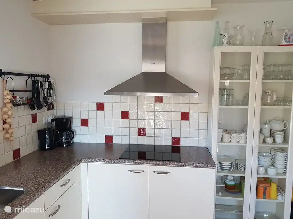 La cuisine a 2 réfrigérateurs, lave-vaisselle, micro-ondes, four et plaques à induction