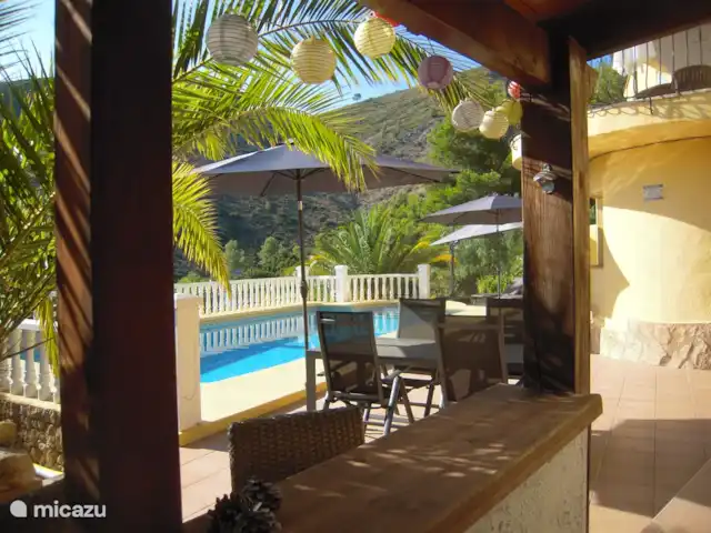 Casa Marron 2-6 personnes | Espagne, Costa Blanca, Jalón - villa Piscine vue de la cuisine extérieure.