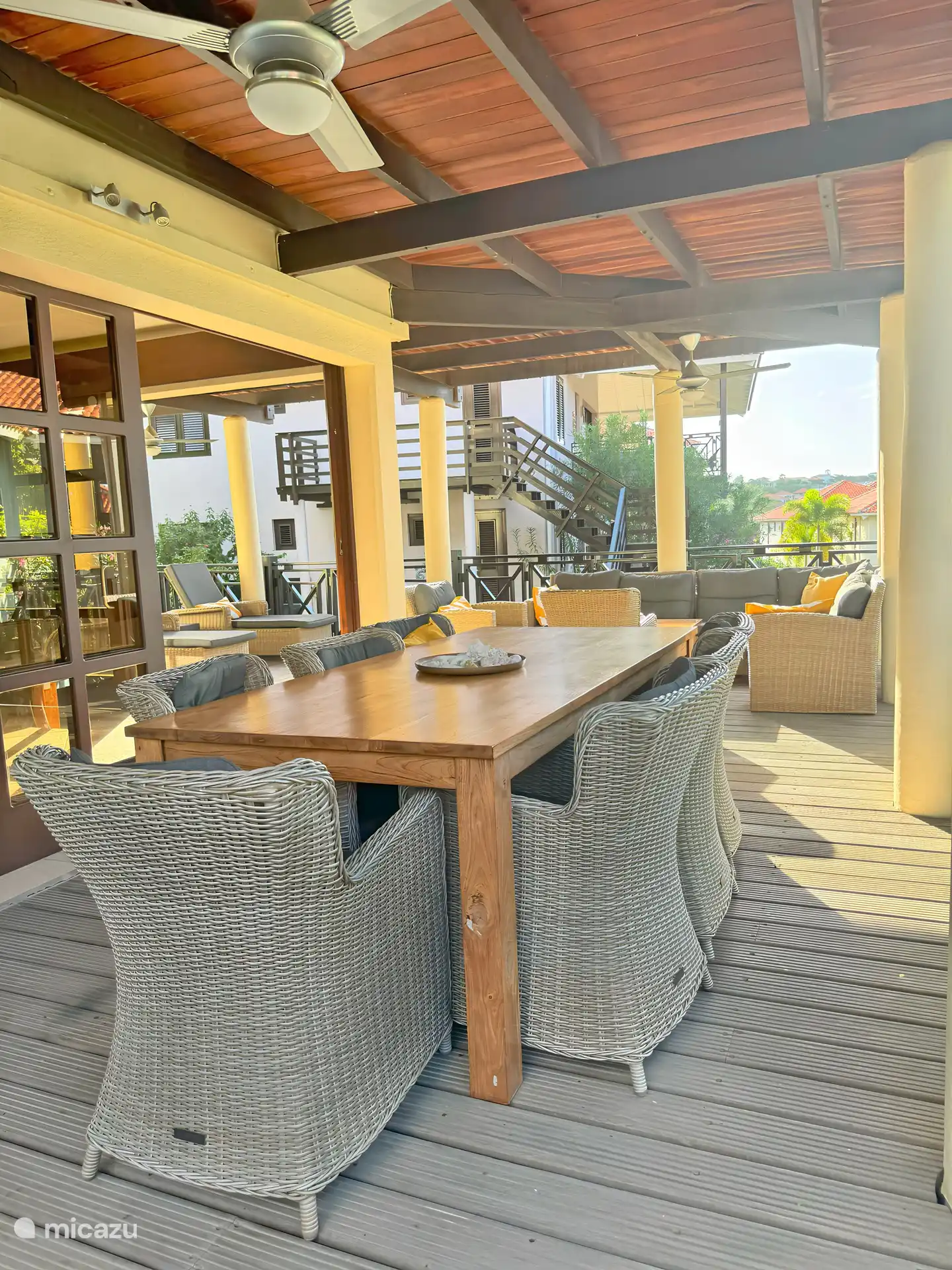 Dining area in tropical garden