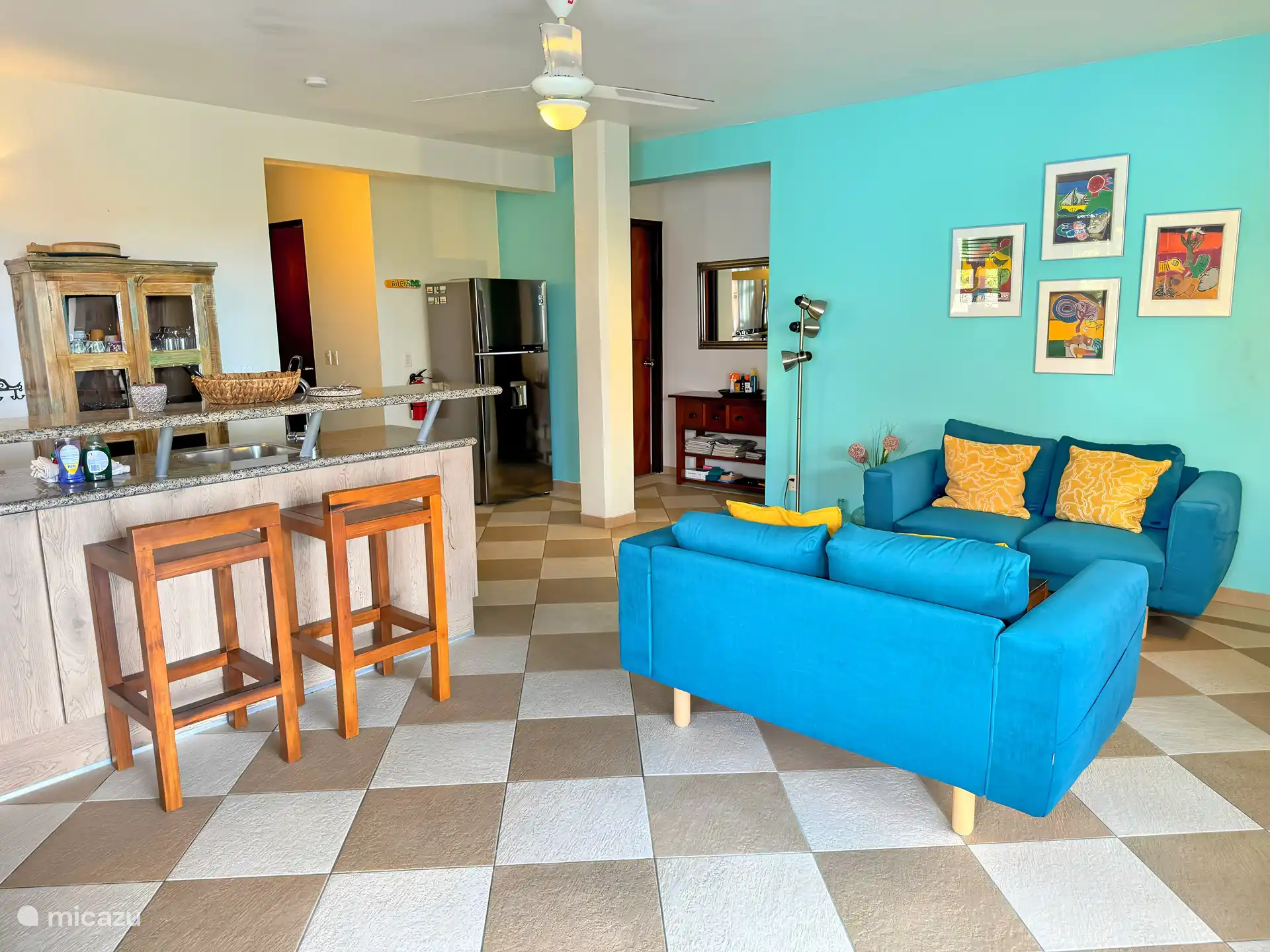 Living room and open kitchen