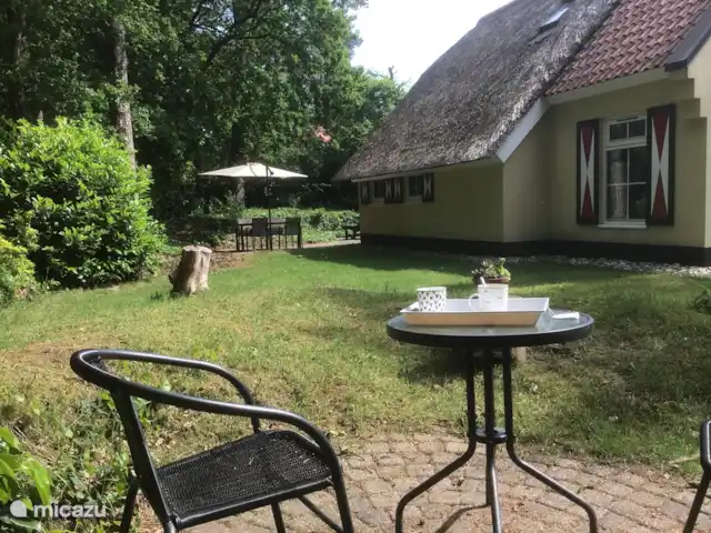 Hertenspoor 66  ‘t Wildryck Diever huren in Nederland, Drenthe, Diever - vakantiehuis Koffie drinken in de ochtendzon