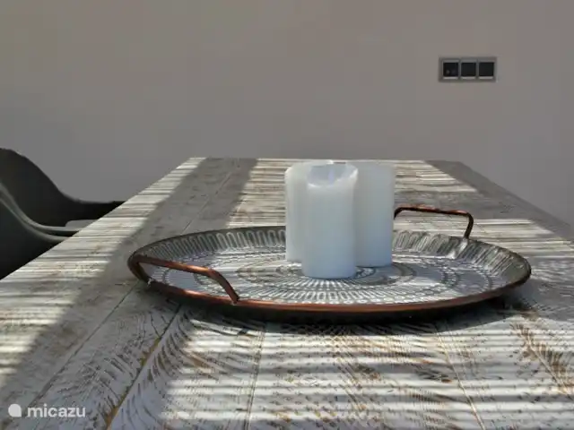 Casa Tranquila huren in Spanje, Costa Blanca, Lliber - villa Grote eettafel in de veranda met stoelen en een bankje.