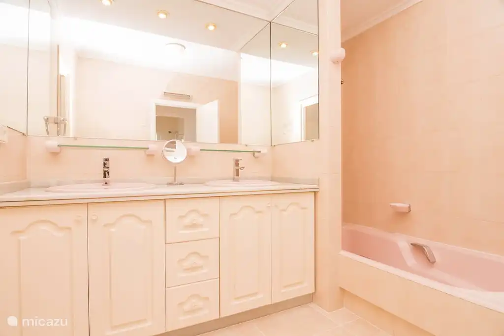 complete parent bathroom: bath, toilet, double washbasin, bidet