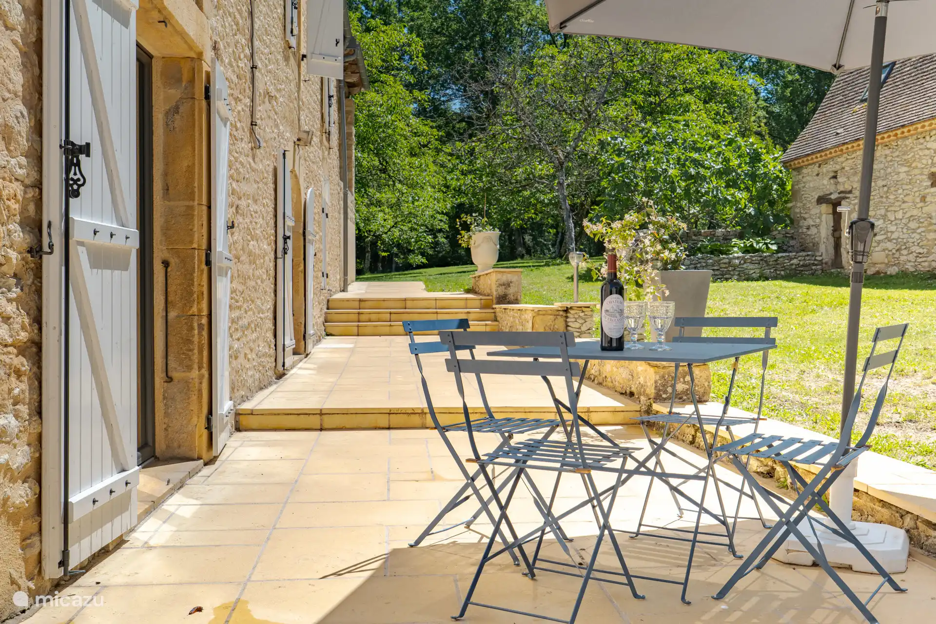 A terrace adjacent to the garden