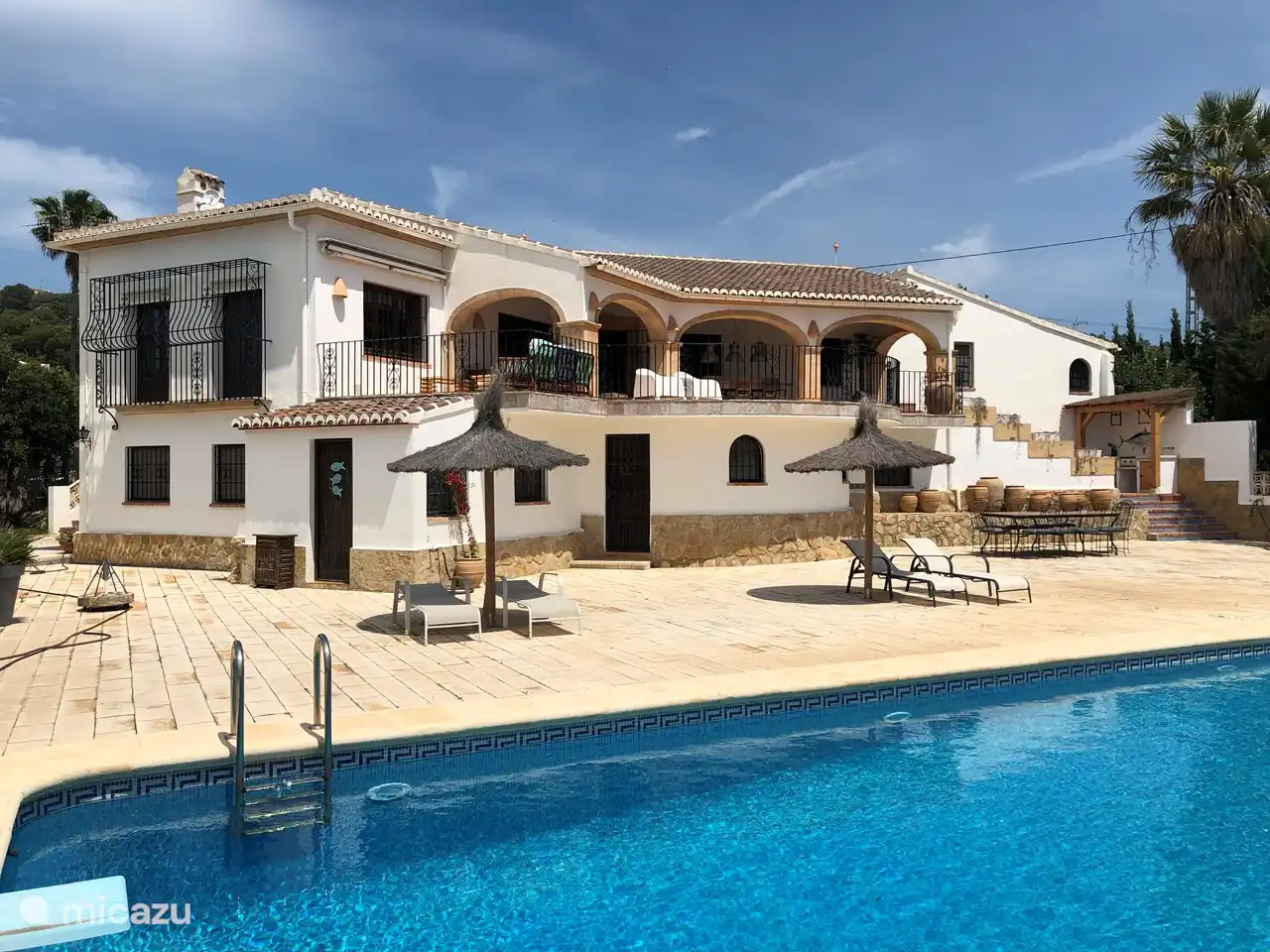 Großer Pool (6 x 12 Meter) mit Sprungbrett und Rutsche