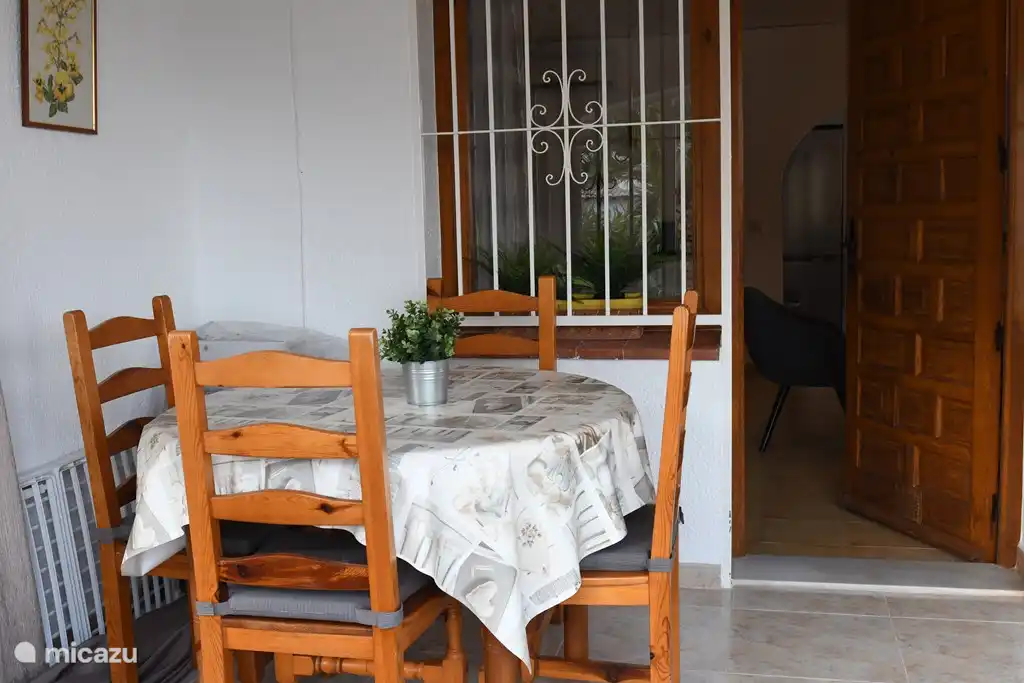 The dining area in the naya ........ where you also overlook the Mediterranean Sea from the dining table