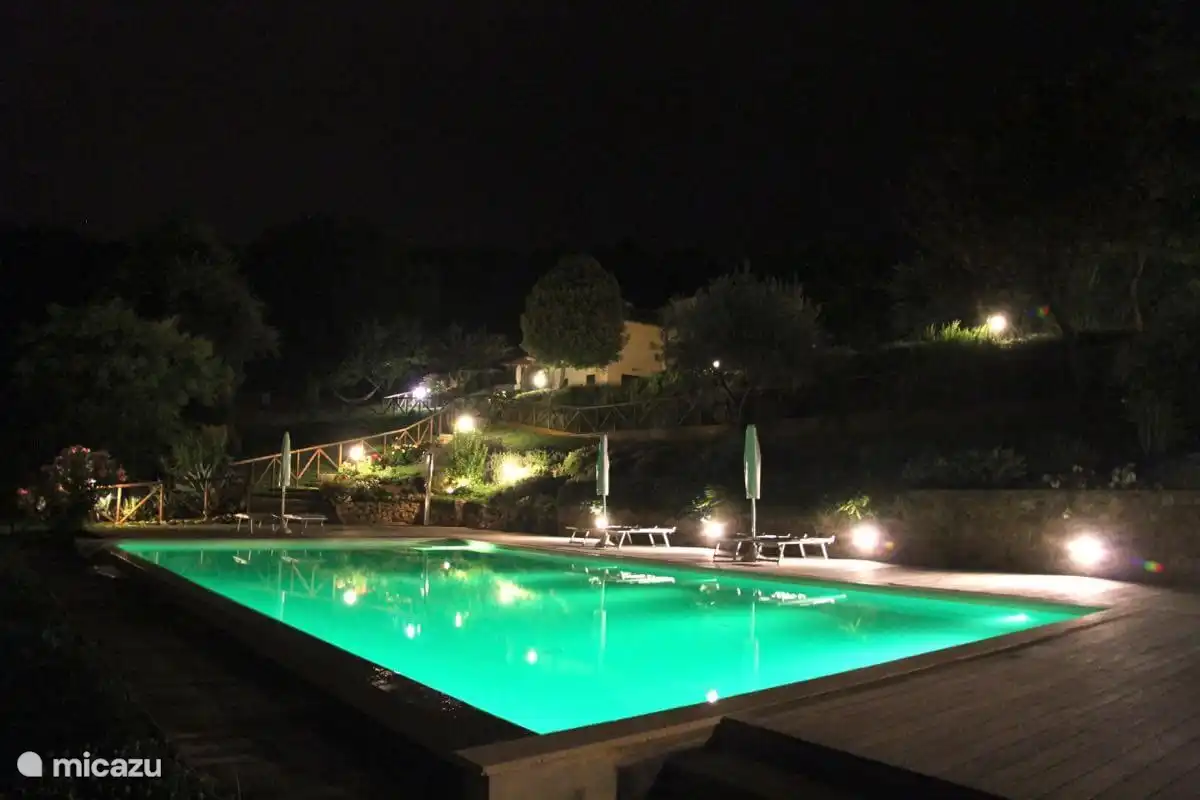 piscina por la noche