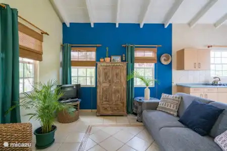 Vakantiehuis Curaçao, Banda Ariba (oost), Jan Thiel vakantiehuis Verborgen parel Jan Thiel Woonkamer met open keuken