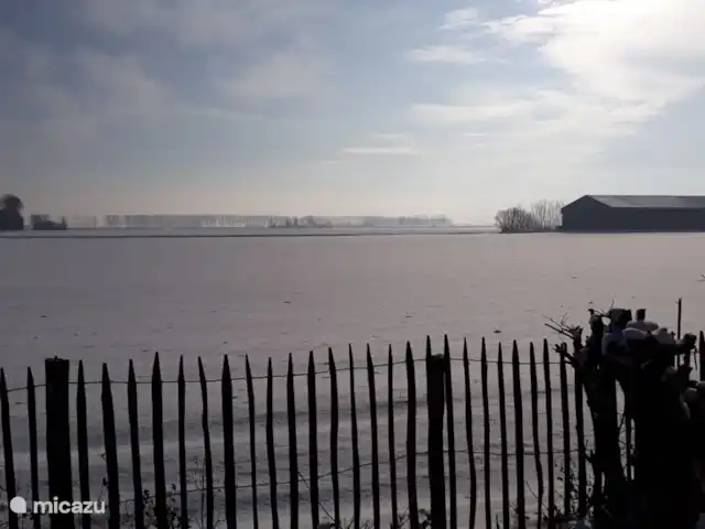 Casa de vacaciones 'La vieja escuela' en Países Bajos, Zelanda, IJzendijke - casa vacacional vista del patio trasero en invierno